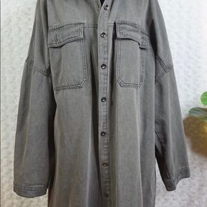 Dark Grey Denim Shacket